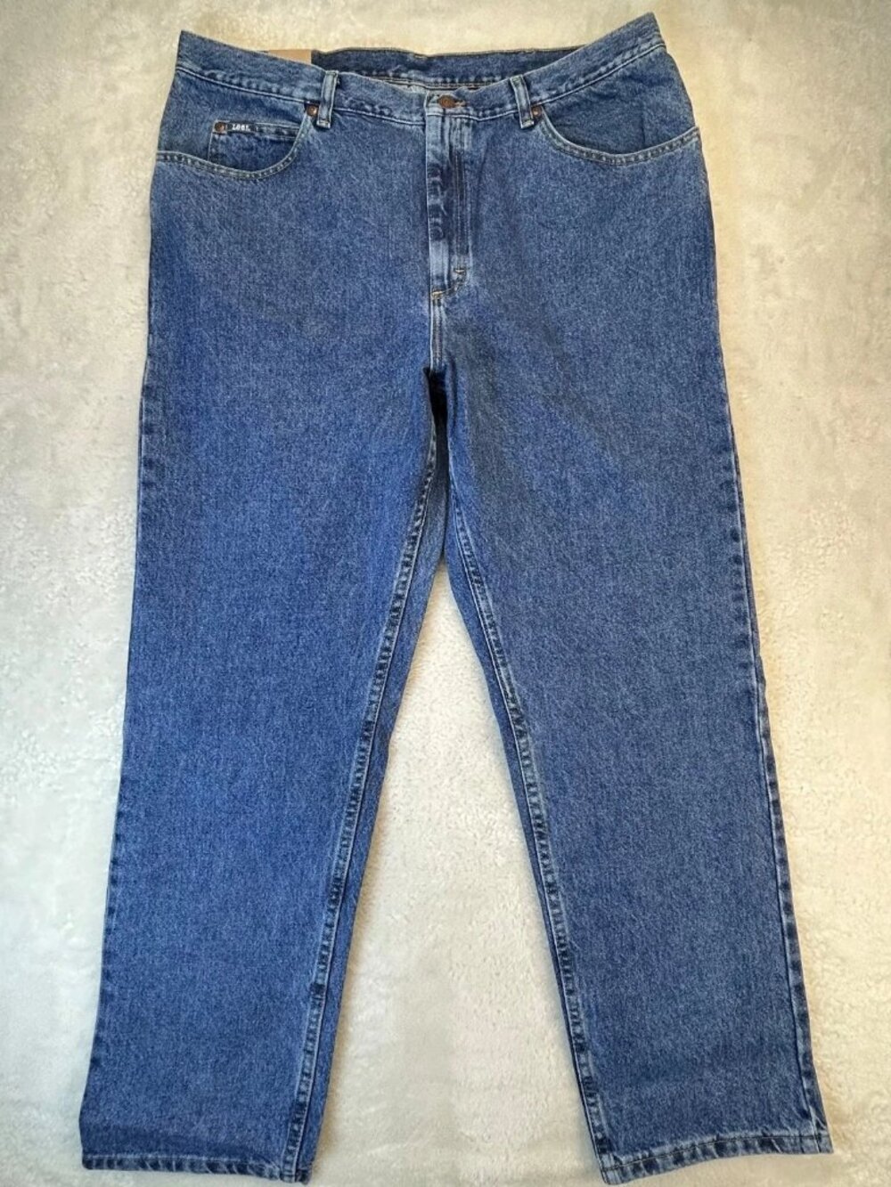 NWT Vintage Lee‎ Relaxed Fit Tapered Leg Jeans Mens 42x32 Blue Denim High Rise